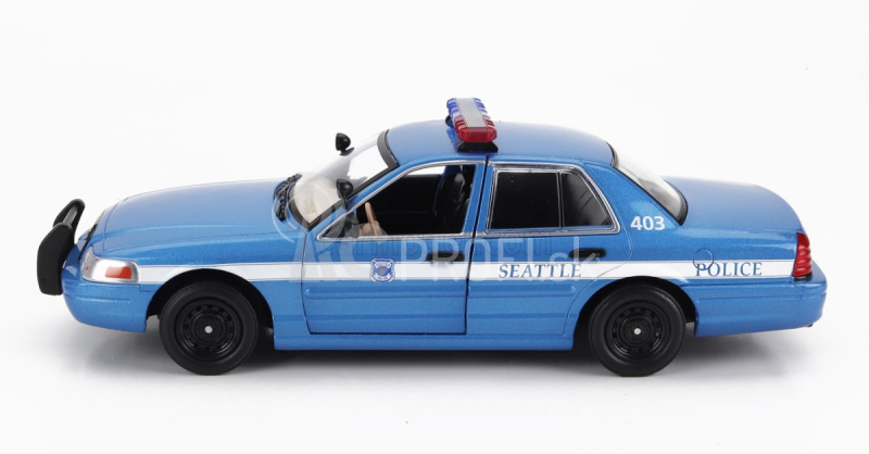 Greenlight Ford usa Crown Victoria Police Interceptor Seattle 2001 1:24 modrá biela