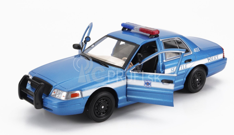 Greenlight Ford usa Crown Victoria Police Interceptor Seattle 2001 1:24 modrá biela