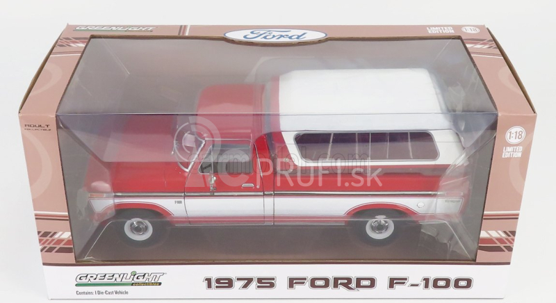Greenlight Ford usa F-100 Pick-up 1956 Uzavreté 1975 1:18 Červená biela