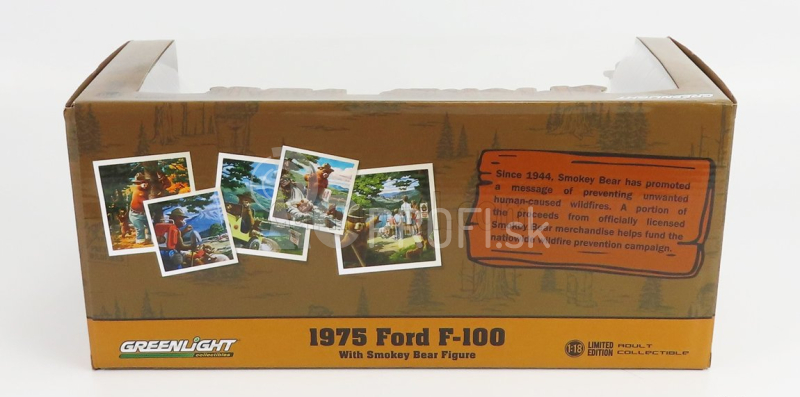 Greenlight Ford usa F-100 Pick-up Forest Service Green With Smokey Bear Figure 1975 1:18 Veľmi svetlá zelená biela