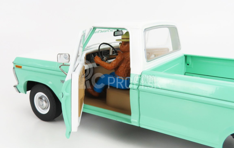 Greenlight Ford usa F-100 Pick-up Forest Service Green With Smokey Bear Figure 1975 1:18 Veľmi svetlá zelená biela