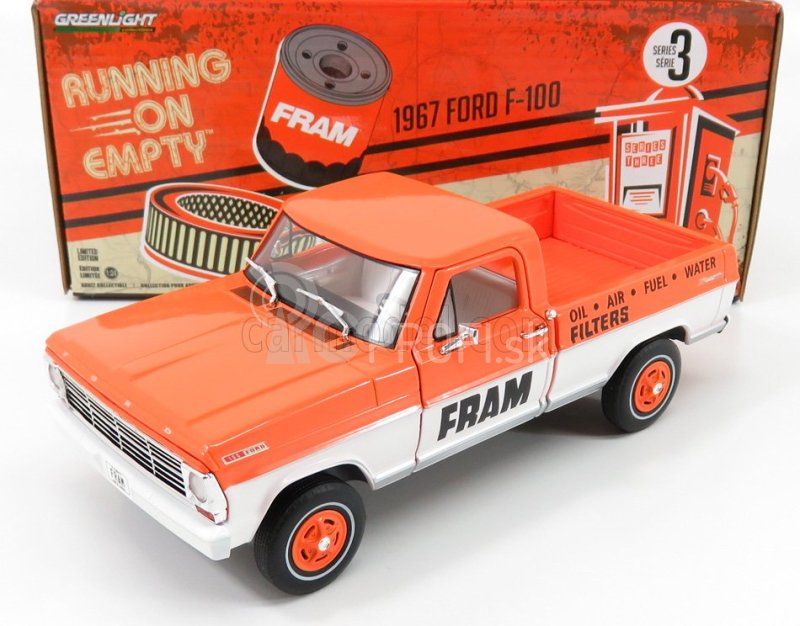 Greenlight Ford usa F-100 Pick-up Fram 1967 1:24 oranžová biela