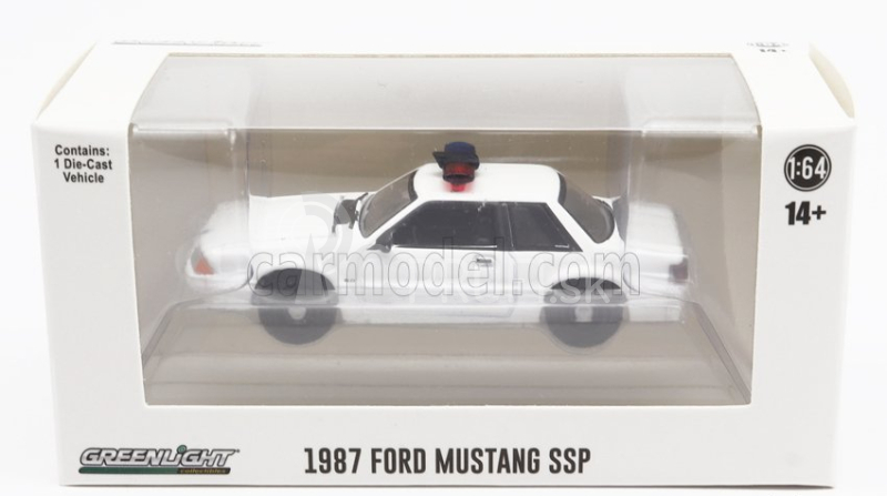 Greenlight Ford usa Mustang Ssp Police 1987 1:64 biely