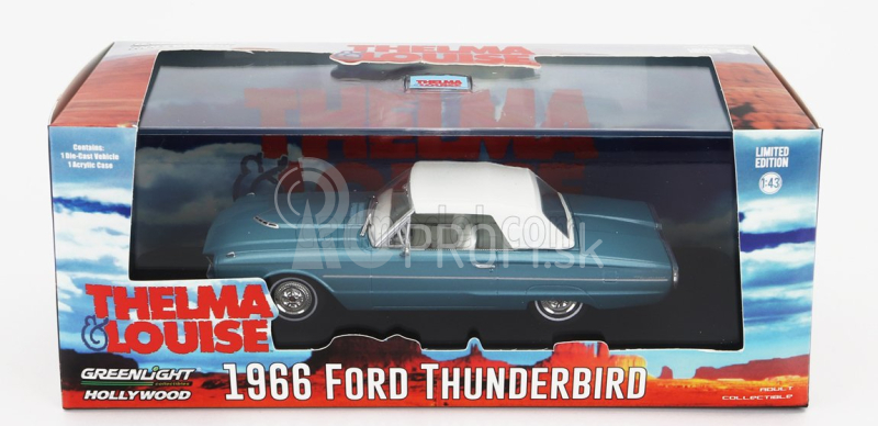 Greenlight Ford usa Thunderbird Cabriolet Uzavretý 1966 - Thelma & Louise 1:43 Svetlomodrá s bielou