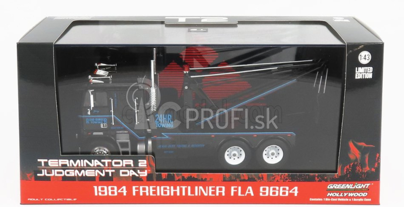 Greenlight Freightliner Fla 9664 Ťahač Gru Crane 3-assi 1991 - Terminátor 2 - Súdny deň - Il Giorno Del Giudizio 1:43 čierna