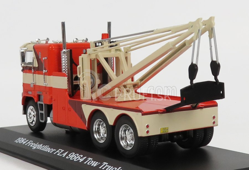 Greenlight Freightliner Fla 9664 Ťahač Gru Crane 3-assi Carro Attrezzi - Wrecker Road Service 1984 1:43 Orange Cream