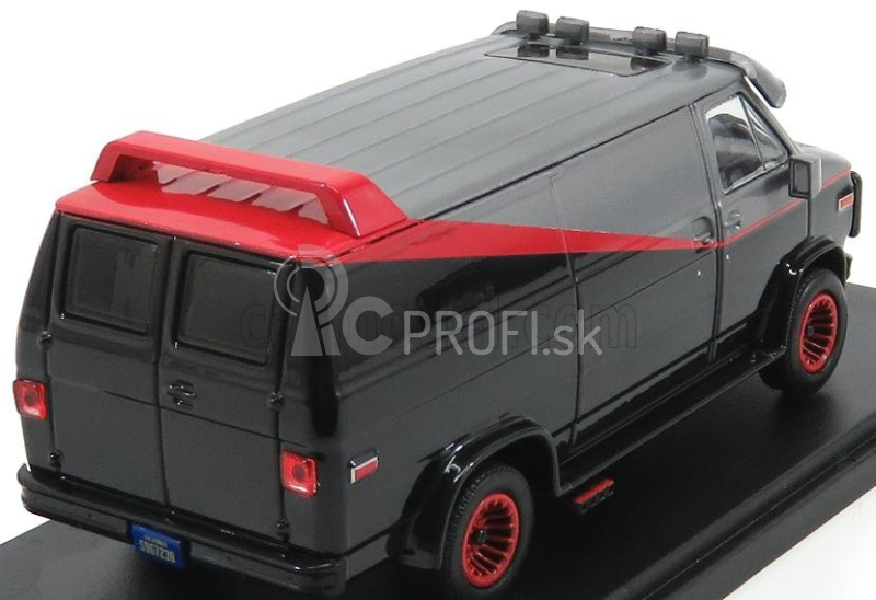 Greenlight GMC Vandura Cargo G.series Van - A-team - 1983 1:43 čierna červená