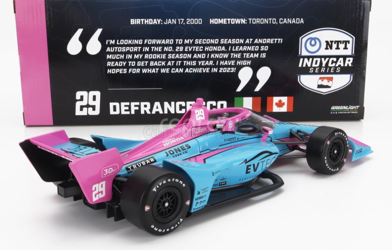 Greenlight Honda Team Andretti Autosport N 29 Indianapolis Indy 500 Indycar Series 2023 D.defrancesco 1:18 Modrá Ružová