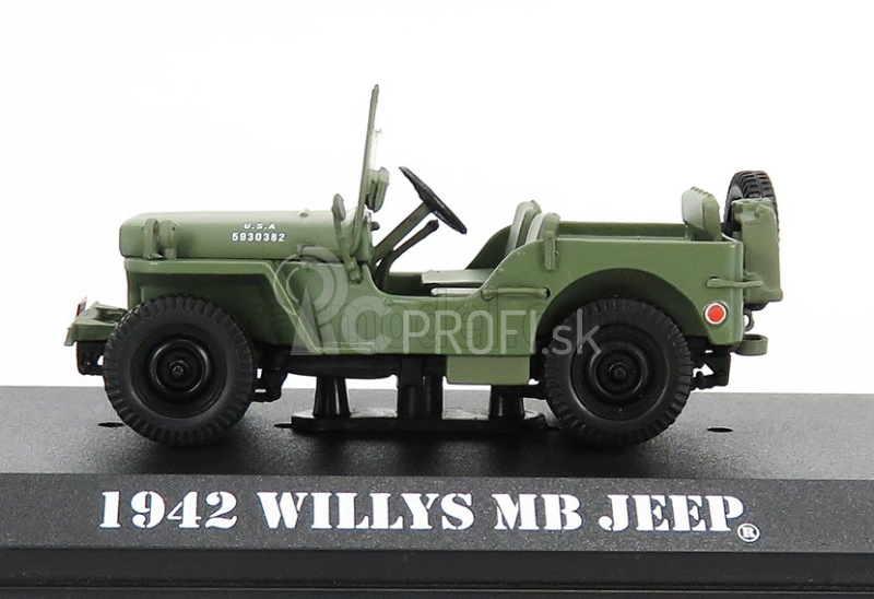 Greenlight Jeep Willys Mb Open 1942 - M-a-s-h 1:43 Vojenská zelená