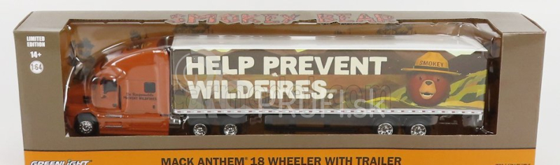 Greenlight Mack Anthem Truck 2019 - Pomoc pri prevencii požiarov Smokey Bear 1:64 svetlohnedá biela