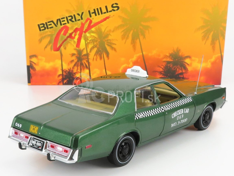 Greenlight Plymouth Fury Checker Taxi 1976 - Beverly Hills Cop 1:18 Green Met