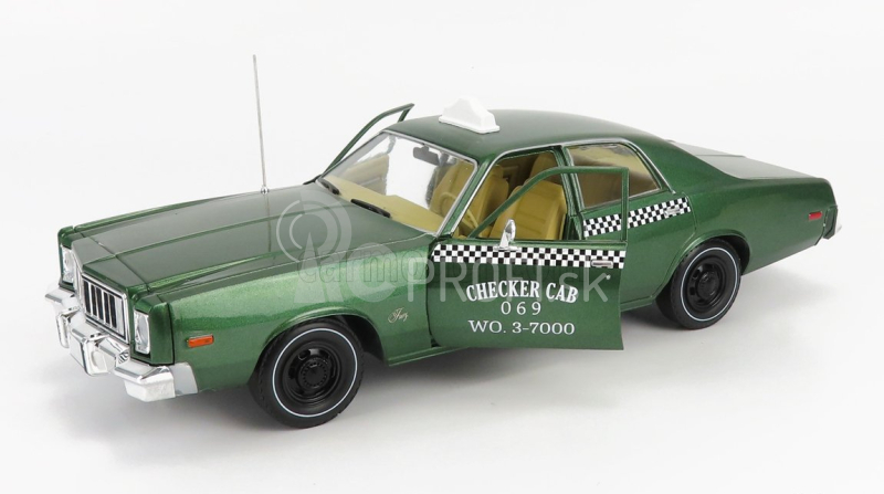 Greenlight Plymouth Fury Checker Taxi 1976 - Beverly Hills Cop 1:18 Green Met