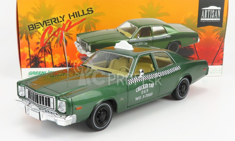 Greenlight Plymouth Fury Checker Taxi 1976 - Beverly Hills Cop 1:18 Green Met