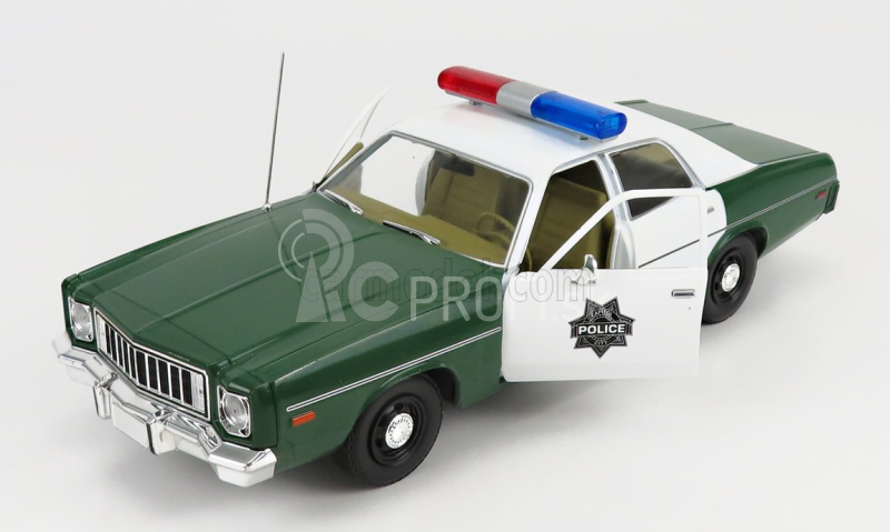 Greenlight Plymouth Fury Hazzard Police 1975 1:18 zelená biela