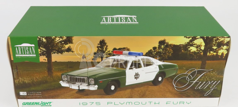 Greenlight Plymouth Fury Hazzard Police 1975 1:18 zelená biela