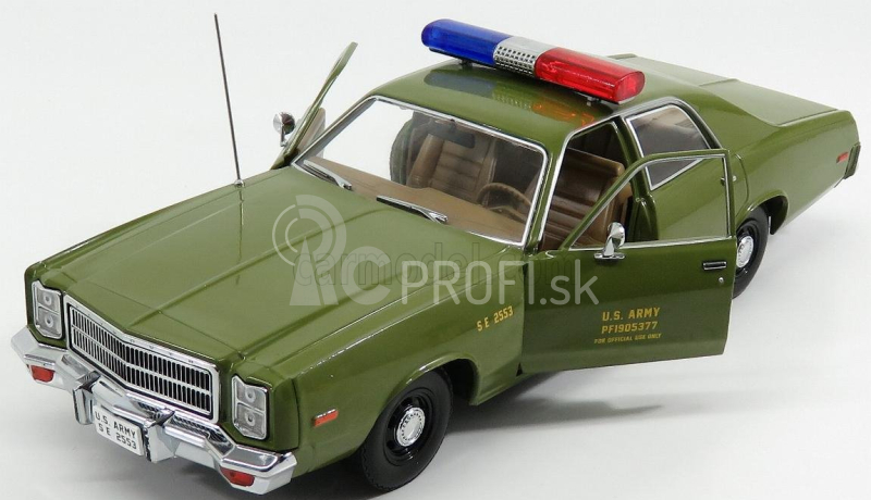 Greenlight Plymouth Fury U.s. Armádna vojenská polícia 1977 - A-tím 1:18 Vojenská zelená