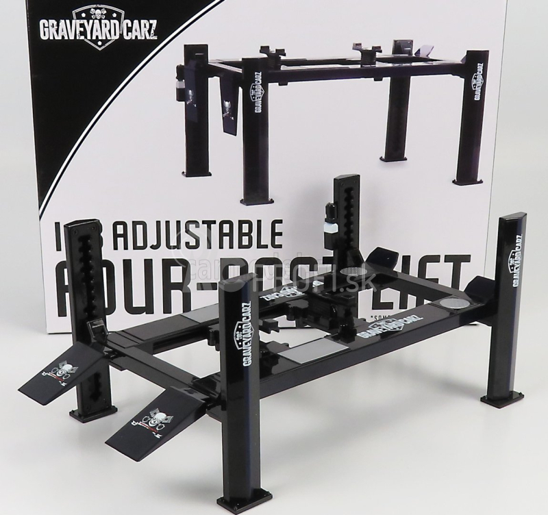 Greenlight príslušenstvo Graveyard Cartz Garážový set Officina - Ponte Sollevatore Auto - Four Post Lift 1:18 Black