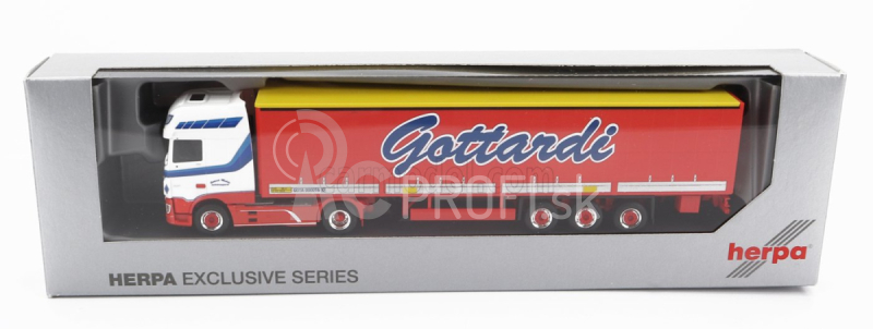 Herpa DAF Xf480 Truck Telonato Gottardi Transports 2017 1:87 Biela červená