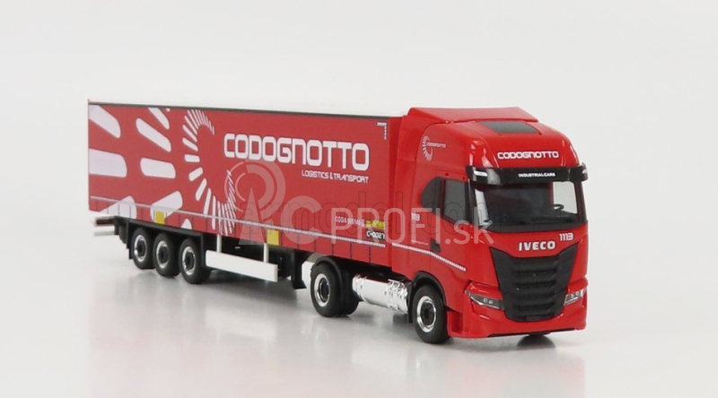 Herpa Iveco fiat S-way Truck Telonato Codognotto Transports 2020 1:87 Červená