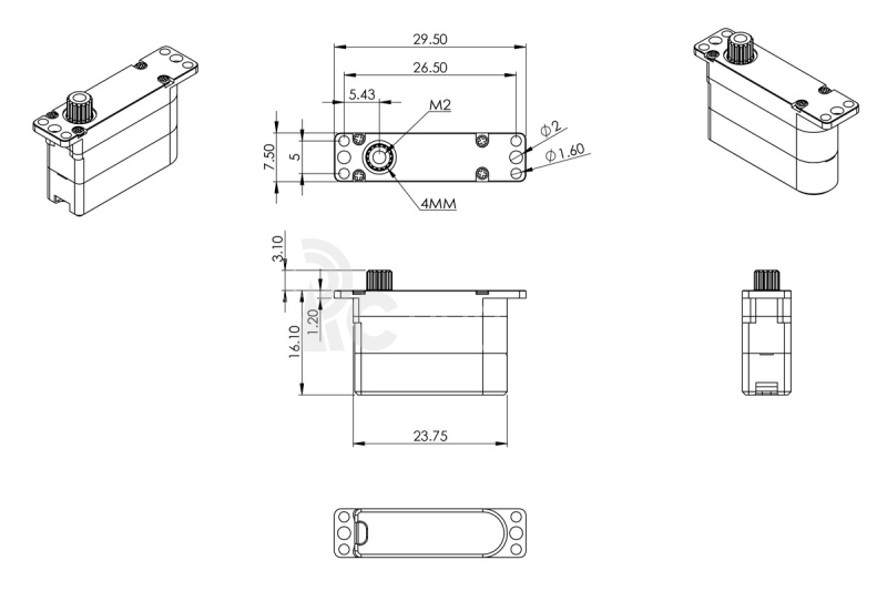 HS75H (0,087s/60°, 4,0 kg.cm)