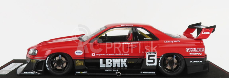 Inno-models Nissan Skyline Gt-r (r34) N 5 Lbwk Super Silhouette 2007 1:18 červená čierna