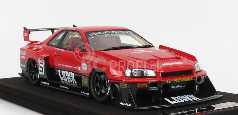 Inno-models Nissan Skyline Gt-r (r34) N 5 Lbwk Super Silhouette 2007 1:18 červená čierna