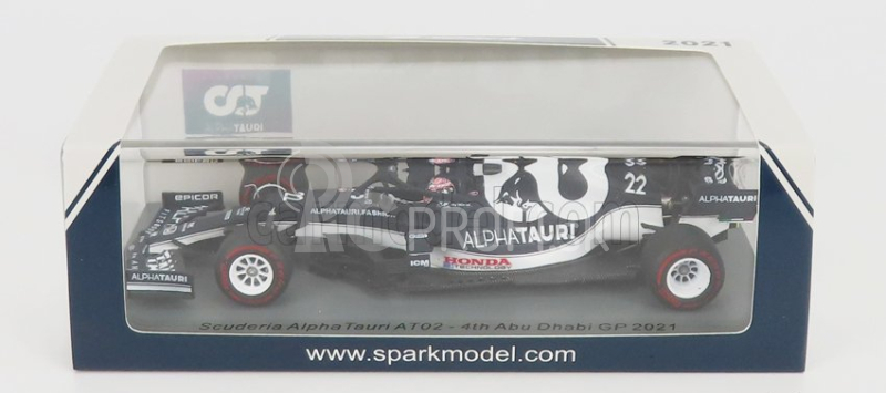 Iskrový model Alpha tauri F1 At02 Honda Ra620h Team Alpha Tauri N 22 4th Abu Dhabi Gp 2021 Yuki Tsunoda 1:43 White Blue