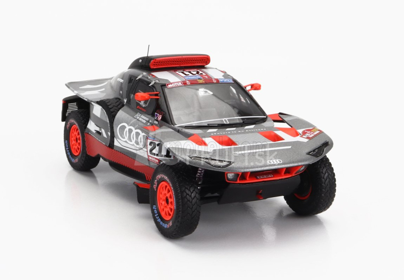 Iskrový model Audi Q E-tron Rs Tím Audi Sport N 221 Rally Dakar 2023 M Ekstrom - E Bergkvist 1:43 Sivá strieborná čierna