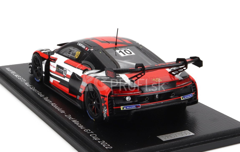 Iskrový model Audi R8 Lms Gt3 Team Audi Sport Asia Absolute N 10 2nd Gt Cup Macau 2022 E.mortara 1:43 White Red