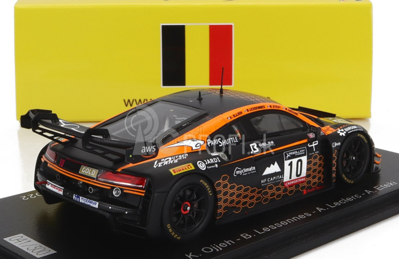 Iskrový model Audi R8 Lms Gt3 Team Boutsen Racing N 10 24h Spa 2022 K.ojjeh - B.lessennes - A.leclerc - A.eteki 1:43 Orange Black