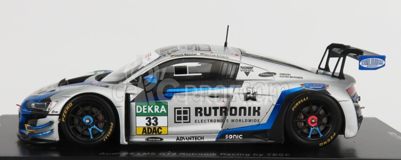 Iskrový model Audi R8 Lms Gt3 Team Tece Rutronik Racing N 33 Adac Gt Masters Oschersleben 2021 D.marschall - K.l.schramm 1:43 Silver Blue Fluo