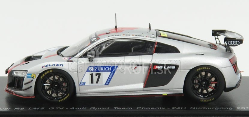 Iskrový model Audi R8 Lms Gt4 Team Audi Sport Phoenix N 17 24h Nurburgring 2017 J.lappalainen - A.mies - P.terting - A.yoong 1:43 Grey