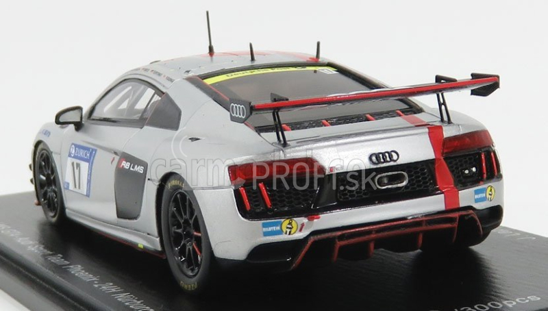 Iskrový model Audi R8 Lms Gt4 Team Audi Sport Phoenix N 17 24h Nurburgring 2017 J.lappalainen - A.mies - P.terting - A.yoong 1:43 Grey