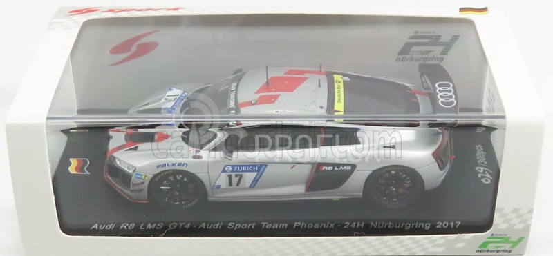 Iskrový model Audi R8 Lms Gt4 Team Audi Sport Phoenix N 17 24h Nurburgring 2017 J.lappalainen - A.mies - P.terting - A.yoong 1:43 Grey