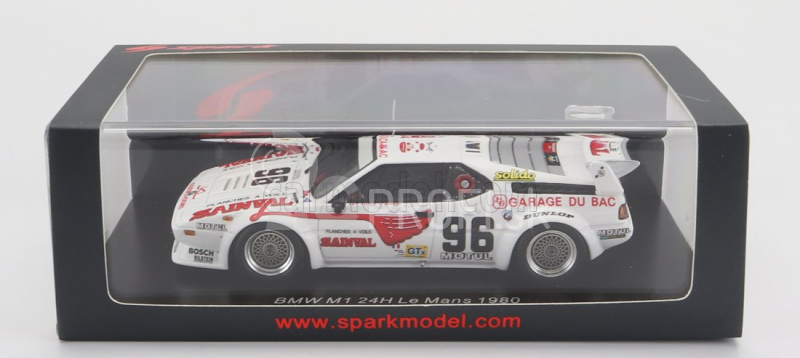 Iskrový model BMW M1 M88 3.5l S6 Team Garage Du Bac N 96 24h Le Mans 1980 F.alliot - J.guerin 1:43 Biela červená