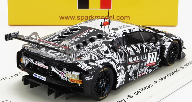 Iskrový model Lamborghini Huracan Gt3 Evo Team Barwell Motorsport N 77 24h Spa 2022 A.al Harthy - S.de Haan - A.macdowall - S.mitchell 1:43 Black White