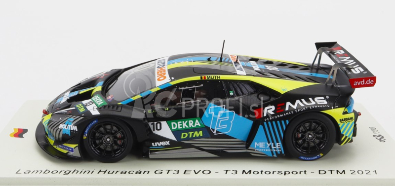 Iskrový model Lamborghini Huracan Gt3 Evo Team T3 Motorsport N 10 Dtm Sezóna 2021 E.muth 1:43 Black Yellow