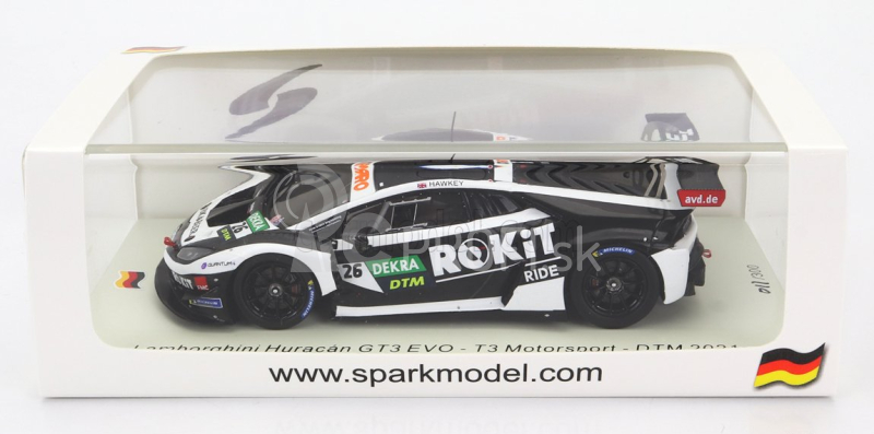 Iskrový model Lamborghini Huracan Gt3 Evo Team T3 Motorsport N 26 Dtm Sezóna 2021 E.hawkey 1:43 Biela Čierna