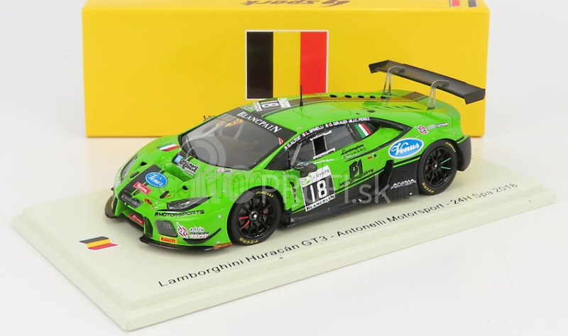 Iskrový model Lamborghini Huracan Gt3 Team Antonelli Motorsport N 18 24h Spa 2018 J.perez - G.giraudi - L.spinelli - G.altoe 1:43 Zelená