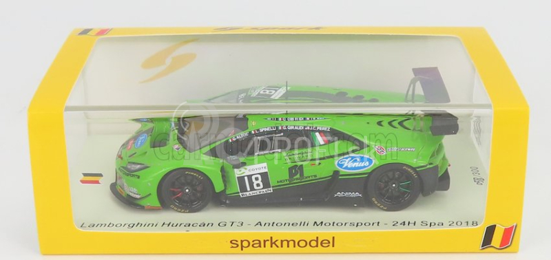 Iskrový model Lamborghini Huracan Gt3 Team Antonelli Motorsport N 18 24h Spa 2018 J.perez - G.giraudi - L.spinelli - G.altoe 1:43 Zelená