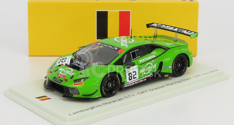 Iskrový model Lamborghini Huracan Gt3 Team Grasser Racing N 82 24h Spa 2018 R.ineichen - P.keen - F.perera 1:43 Zelená