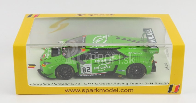 Iskrový model Lamborghini Huracan Gt3 Team Grasser Racing N 82 24h Spa 2018 R.ineichen - P.keen - F.perera 1:43 Zelená