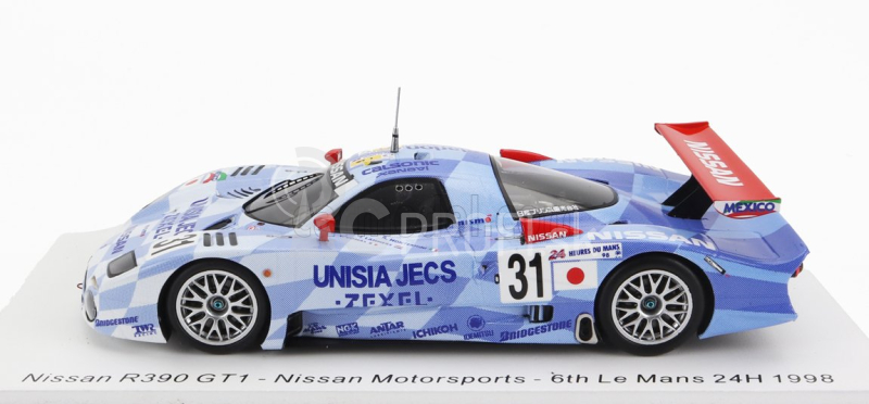 Iskrový model Nissan R390 Gt1 3.5l Turbo Team Nissan Motorsport N 31 24h Le Mans 1998 A.montermini - E.comas - J.lammers 1:43 Svetlo modrá biela