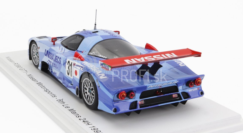 Iskrový model Nissan R390 Gt1 3.5l Turbo Team Nissan Motorsport N 31 24h Le Mans 1998 A.montermini - E.comas - J.lammers 1:43 Svetlo modrá biela