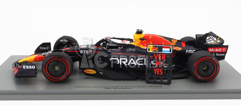 Iskrový model Red bull F1 Rb18 Team Oracle Red Bull Racing N 1 Víťaz holandského Gp Majster sveta 2022 - 30. víťazstvo Max Verstappen 1:18 Matná modrá žltá červená