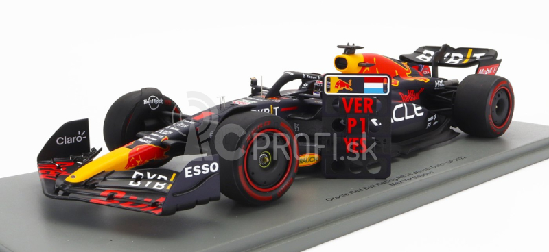 Iskrový model Red bull F1 Rb18 Team Oracle Red Bull Racing N 1 Víťaz holandského Gp Majster sveta 2022 - 30. víťazstvo Max Verstappen 1:18 Matná modrá žltá červená