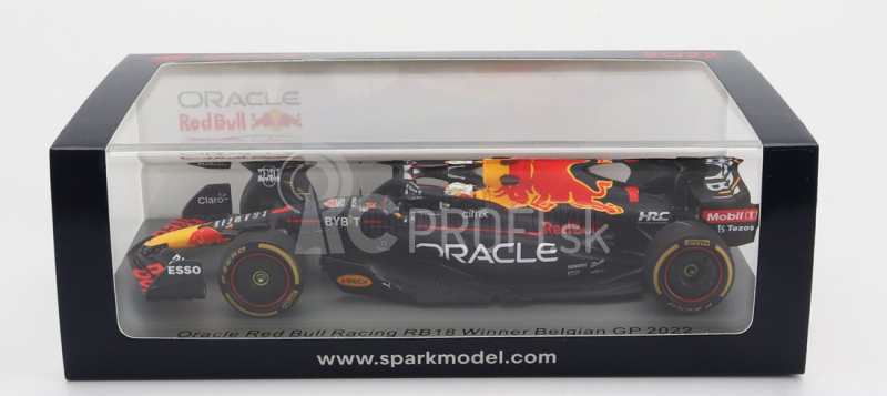 Iskrový model Red bull F1 Rb18 Team Oracle Red Bull Racing N 1 Winner Belgicko Gp Majster sveta 2022 Max Verstappen 1:43 Matná modrá žltá červená