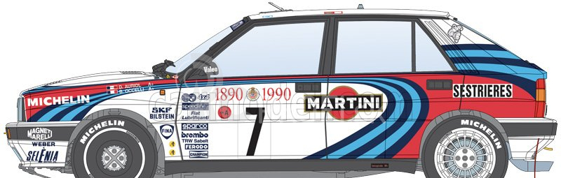 Italeri Lancia Delta Hf Integrale Martini 16v N 1 Rally Montecarlo 1990 M.biasion - T.siviero + Delta Hf Integrale Martini 16v N 7 Winner Rally Montecarlo 1990 D.auriol - B.occelli 1:12 /