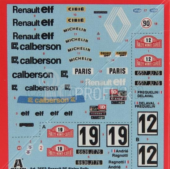 Italeri Renault 5 Alpine Turbo N 19 Rally Montecarlo 1978 J.ragnotti - J.m.andrie + 5 Alpine Turbo N 12 Rally Montecarlo 1978 F.delaval 1:24 /