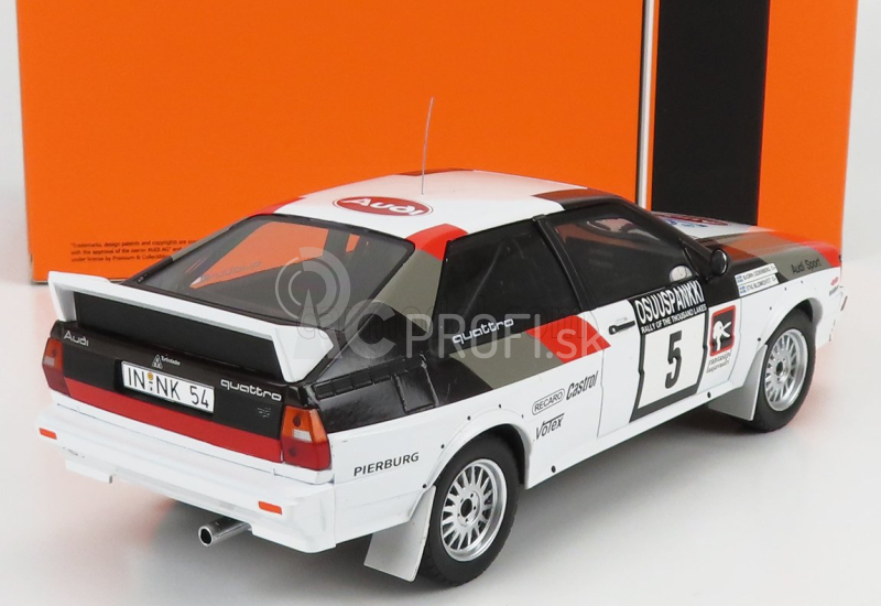 Ixo-models Audi Quattro N 5 Rally 1000 Lakes 1982 S.blomqvist - B.cederberg 1:18 Bielo-sivo-červená